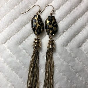 Gold & Black Dangle Earrings, 4.5”